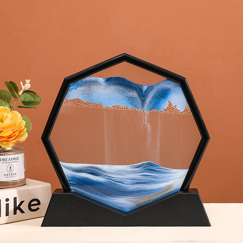 Pictură 3D cu nisip curgător și clepsidră — decor pentru casă, peisaj, cadou artizanal