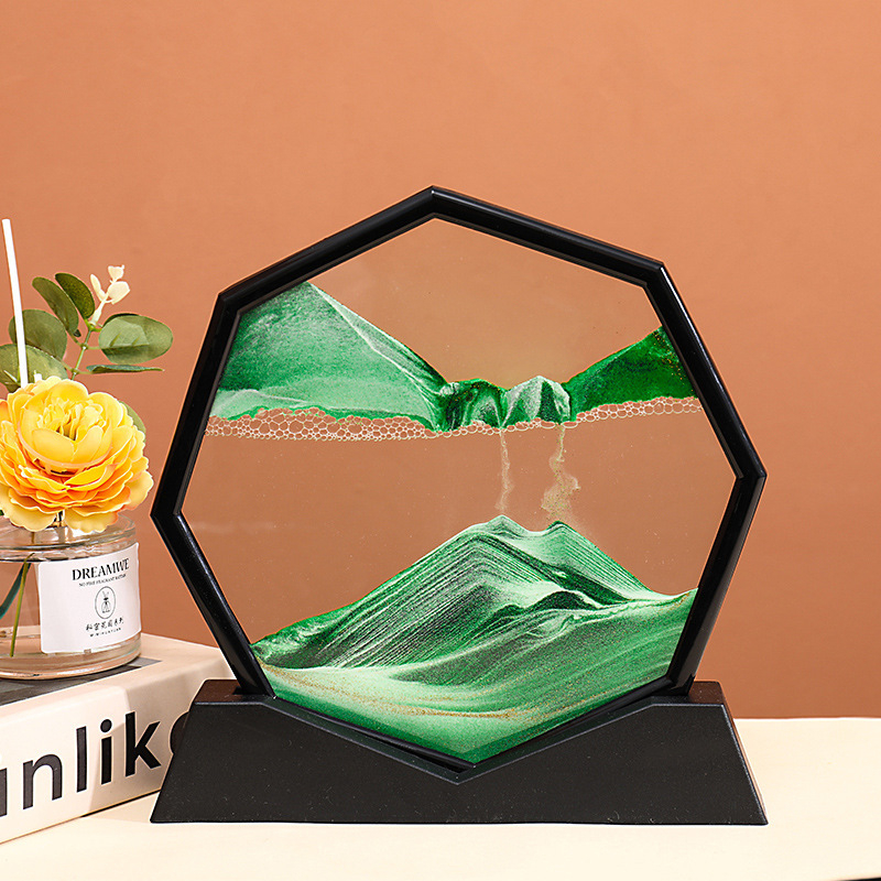 Pictură 3D cu nisip curgător și clepsidră — decor pentru casă, peisaj, cadou artizanal