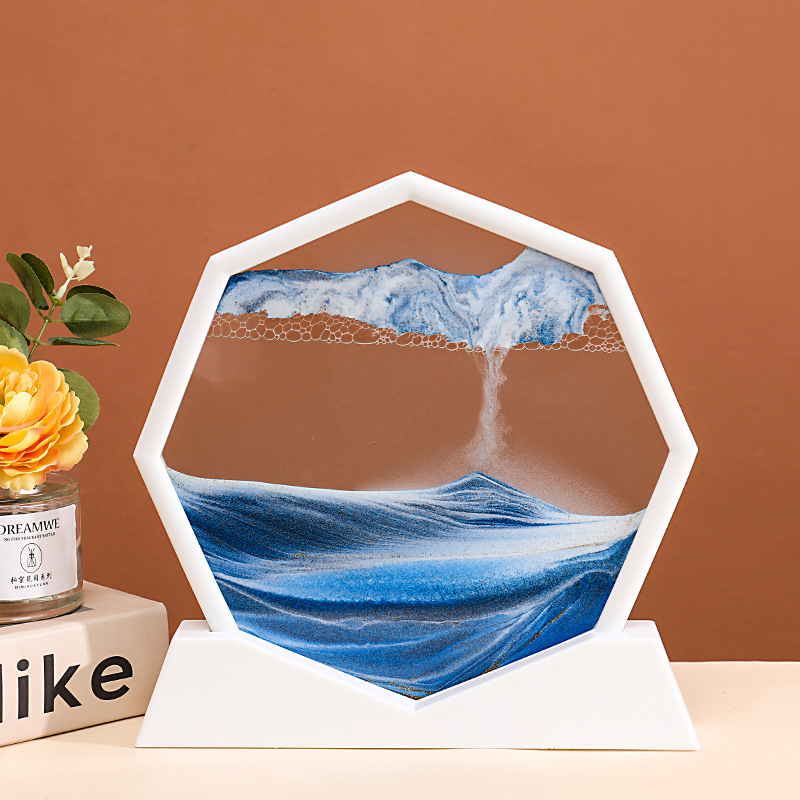 Pictură 3D cu nisip curgător și clepsidră — decor pentru casă, peisaj, cadou artizanal