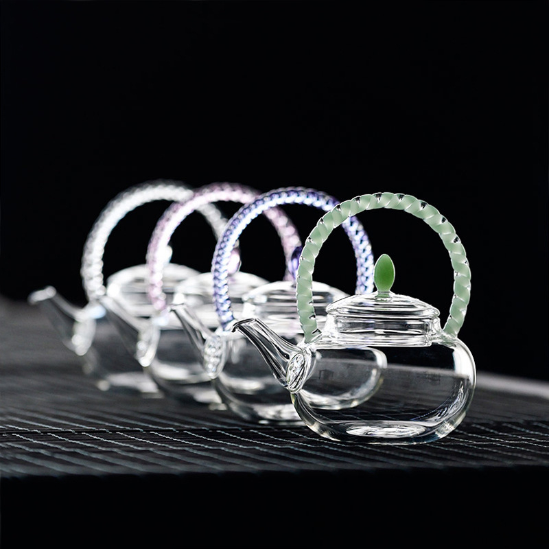 Ceainic din sticlă premium pentru ceai de flori, capacitate mică, sticlă borosilikată rezistentă la căldură și accesorii pentru ceai