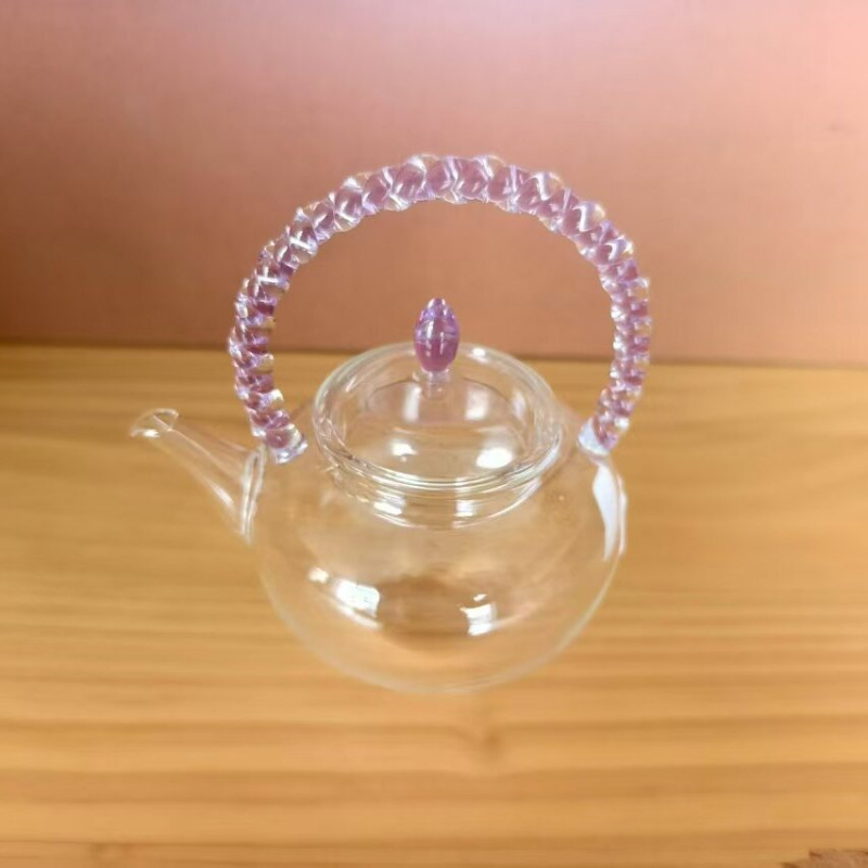 Ceainic din sticlă premium pentru ceai de flori, capacitate mică, sticlă borosilikată rezistentă la căldură și accesorii pentru ceai