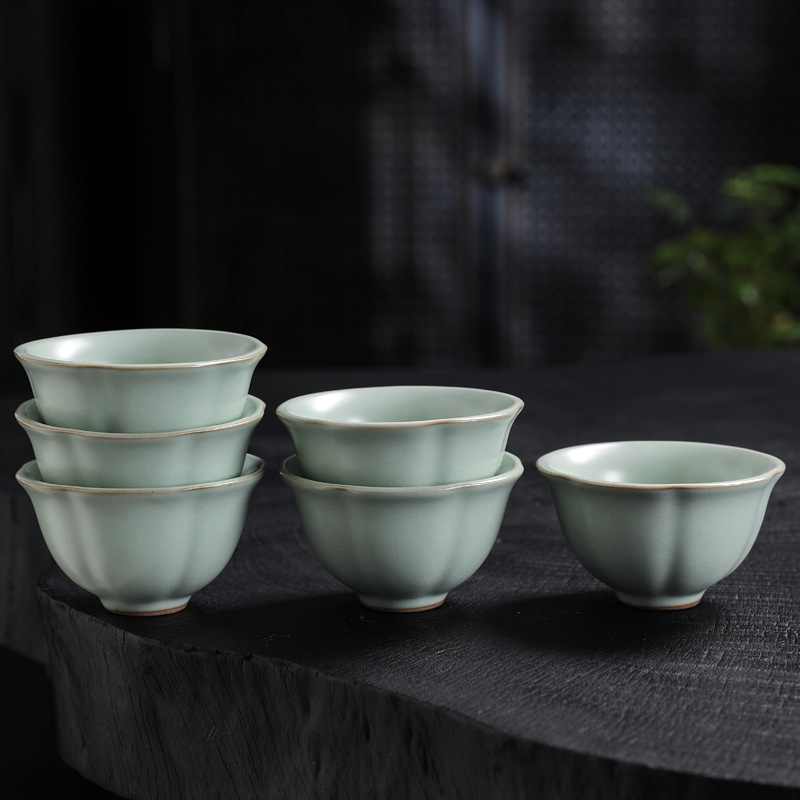 Ceașcă de ceai Ru Kiln, Ge Kiln cu glazură crăpată, ceramică, pentru casă și birou, mică ceașcă pentru degustare de ceai