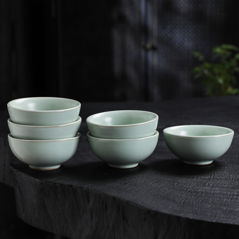 Ceașcă de ceai Ru Kiln, Ge Kiln cu glazură crăpată, ceramică, pentru casă și birou, mică ceașcă pentru degustare de ceai