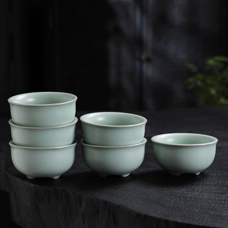Ceașcă de ceai Ru Kiln, Ge Kiln cu glazură crăpată, ceramică, pentru casă și birou, mică ceașcă pentru degustare de ceai