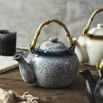 Set ceramic de ceainic în stil japonez pentru uz casnic, set Kung Fu de ceai cu mâner, ceramică brută pentru prepararea ceaiului, set ceainic și căni
