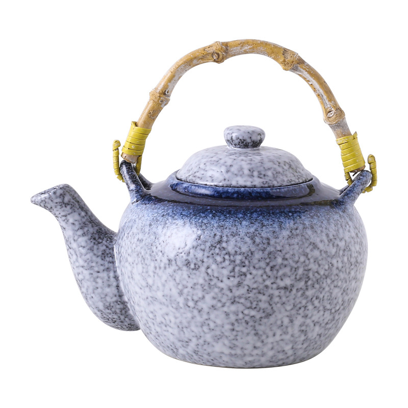 Set ceramic de ceainic în stil japonez pentru uz casnic, set Kung Fu de ceai cu mâner, ceramică brută pentru prepararea ceaiului, set ceainic și căni