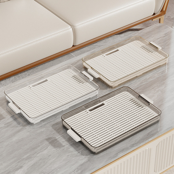 Tavă de ceai cu două niveluri, sistem de scurgere, suport pentru cești, formă dreptunghiulară, design modern minimalist