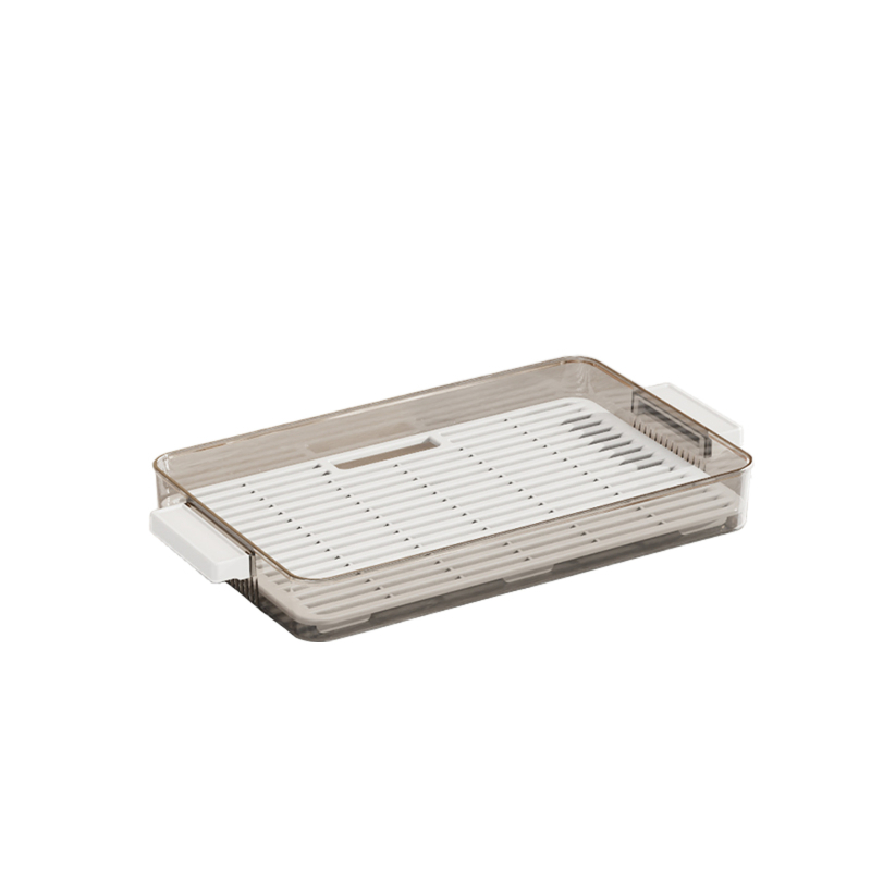 Tavă de ceai cu două niveluri, sistem de scurgere, suport pentru cești, formă dreptunghiulară, design modern minimalist