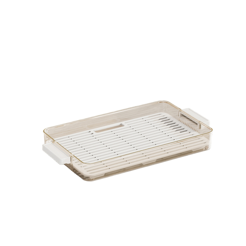 Tavă de ceai cu două niveluri, sistem de scurgere, suport pentru cești, formă dreptunghiulară, design modern minimalist