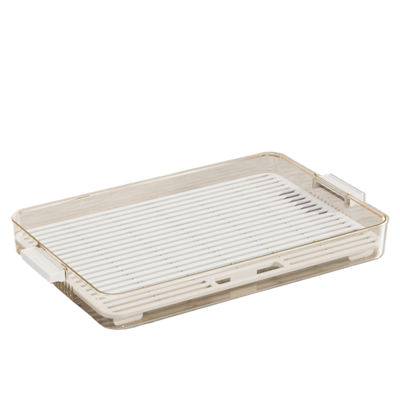 Tavă de ceai cu două niveluri, sistem de scurgere, suport pentru cești, formă dreptunghiulară, design modern minimalist