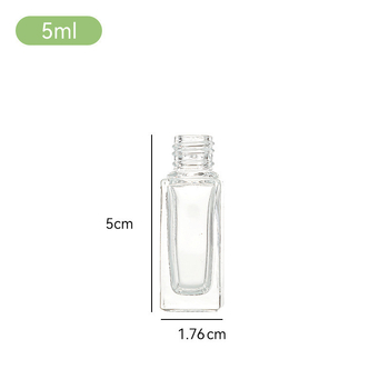 Átlátszó üvegparfümös üvegek csavaros kupakkal, különböző kapacitásokkal (3 ml, 5 ml, 10 ml, 15 ml, 18 ml, 20 ml, 30 ml), arany, ezüst, rozé arany, fényes fekete és matt fekete kupakkal