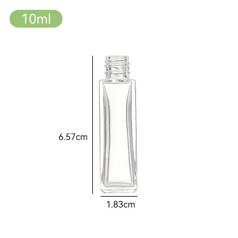 Átlátszó üvegparfümös üvegek csavaros kupakkal, különböző kapacitásokkal (3 ml, 5 ml, 10 ml, 15 ml, 18 ml, 20 ml, 30 ml), arany, ezüst, rozé arany, fényes fekete és matt fekete kupakkal