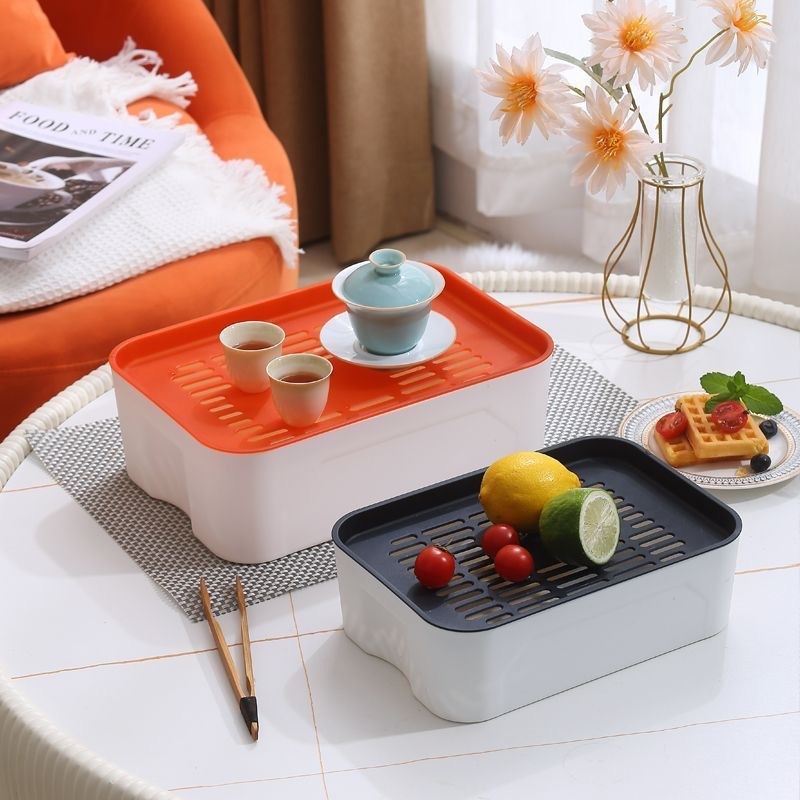 Tavă Gongfu pentru ceai pentru exterior, stil minimalist și elegant, portabilă pentru călătorii, mașină și balcon, cu cutie de depozitare