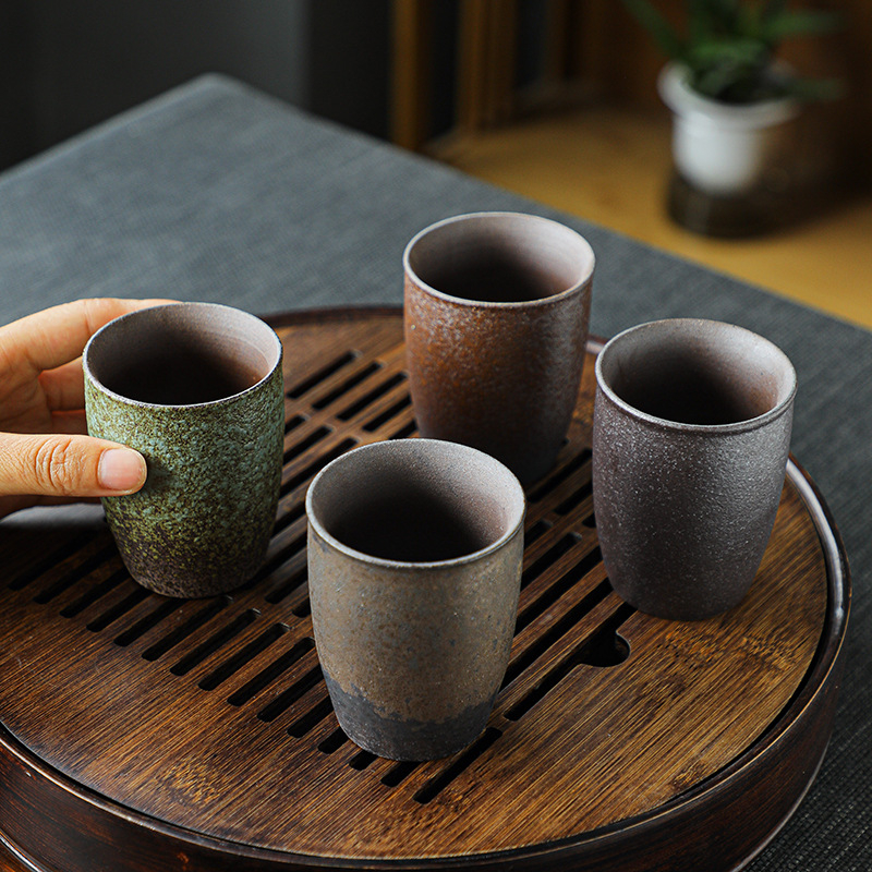Ceașcă mare de ceai din ceramică gresată, stil japonez, ceai Gongfu vintage