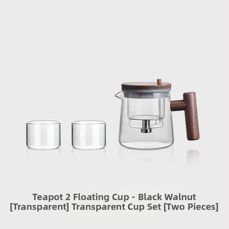 Wood Sheng Plaything šálka na čaj a čajník s rozdelením vody, sklo odolné voči vysokým teplotám, filter, objem 550-700 ml, pre kanceláriu