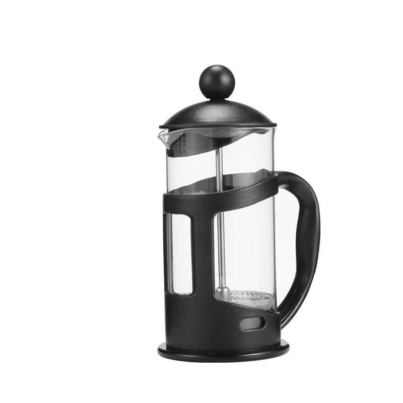 Ceainic de cafea din sticla borosilicată rezistentă la temperatură, maker de ceai, presă franțuzească și spumator de lapte din oțel inoxidabil