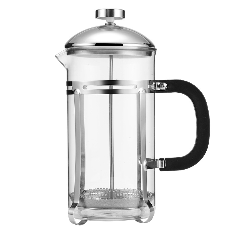Ceainic de cafea din sticla borosilicată rezistentă la temperatură, maker de ceai, presă franțuzească și spumator de lapte din oțel inoxidabil