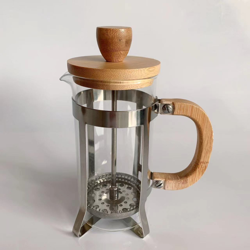 Ceainic de cafea din sticla borosilicată rezistentă la temperatură, maker de ceai, presă franțuzească și spumator de lapte din oțel inoxidabil