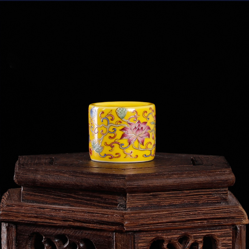Set de accesorii pentru ceremonia ceaiului Tang și Song: ceainic din lut mov, boluri ceramice alb-albastru cu capace, suporturi pentru capace