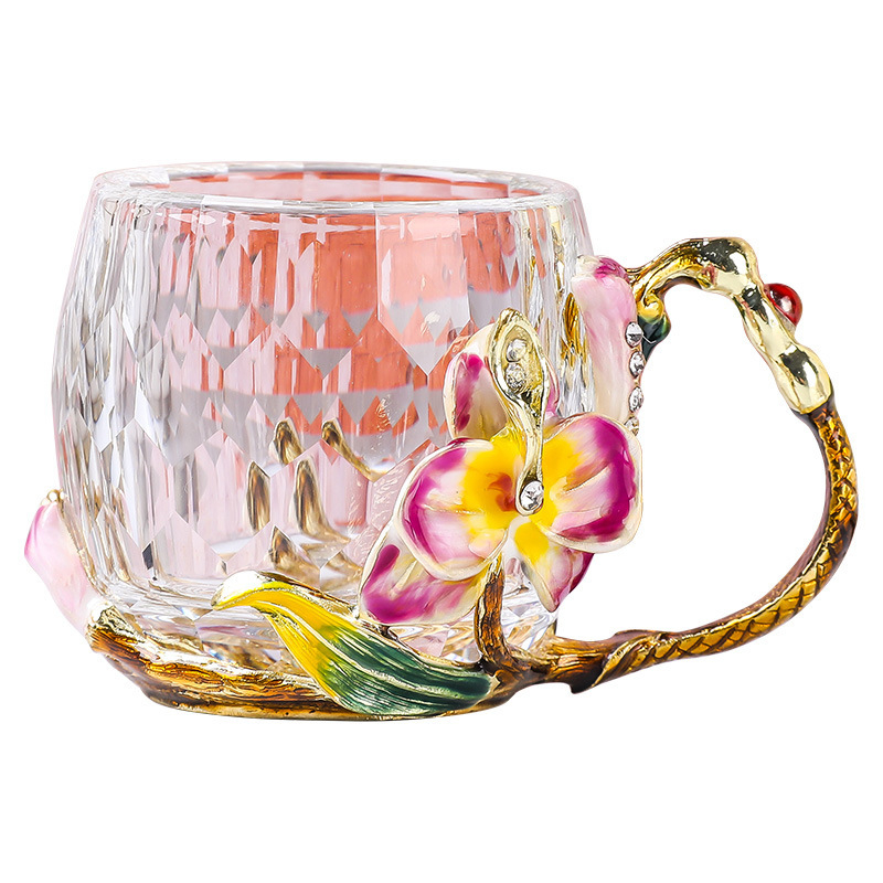 Set de ceai cu cești din sticlă și ceainic, stil Kung Fu, cești florale, cadou, pahar de cristal
