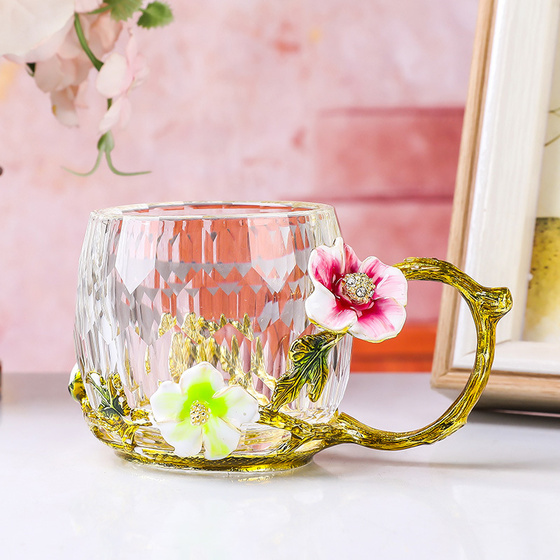 Set de ceai cu cești din sticlă și ceainic, stil Kung Fu, cești florale, cadou, pahar de cristal