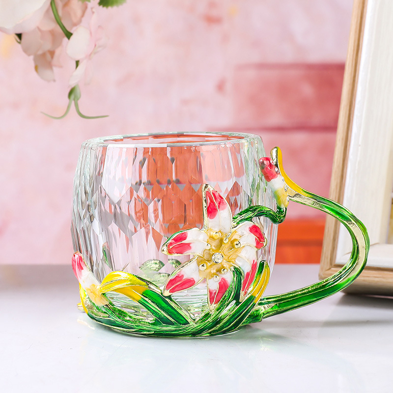 Set de ceai cu cești din sticlă și ceainic, stil Kung Fu, cești florale, cadou, pahar de cristal