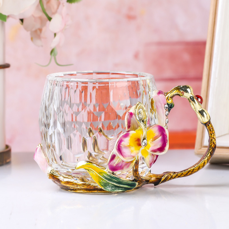 Set de ceai cu cești din sticlă și ceainic, stil Kung Fu, cești florale, cadou, pahar de cristal