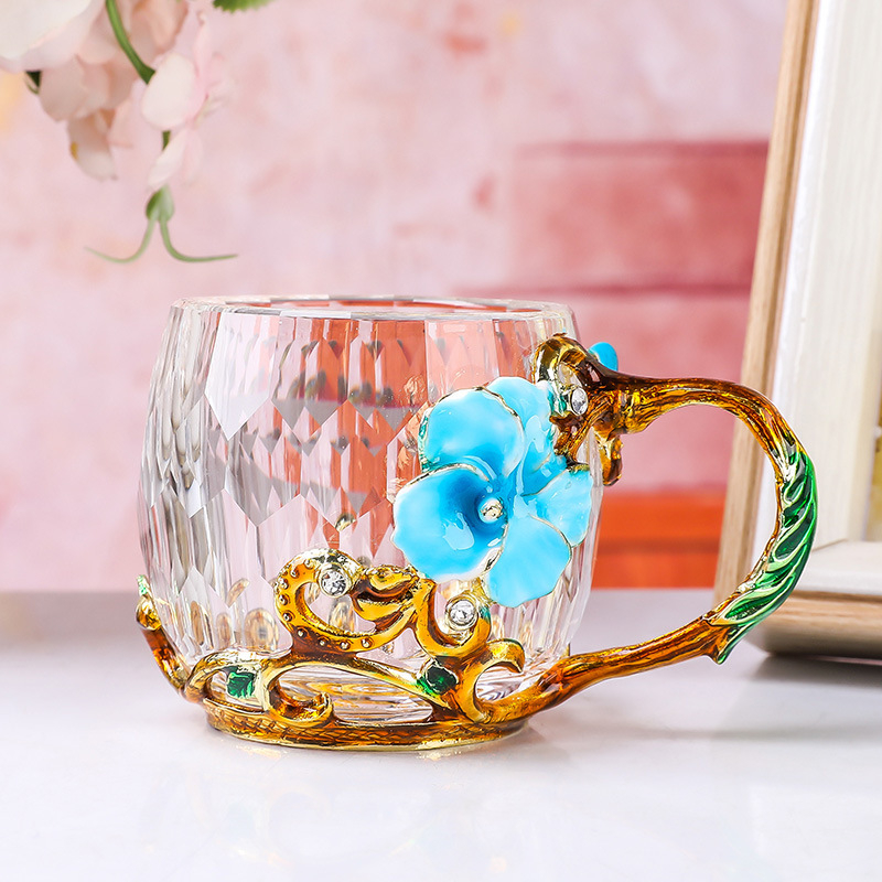 Set de ceai cu cești din sticlă și ceainic, stil Kung Fu, cești florale, cadou, pahar de cristal