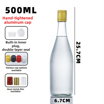 500 ml prázdna sklenená fľaša na domáce destilovanie – fľaša na alkohol s klasickým hrdlom