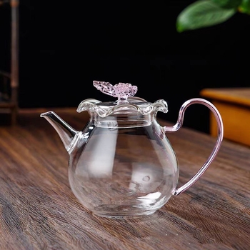 Ceainic din sticlă borosilikată cu filtru, pentru uz casnic, mic ceainic cu formă de fluture și ceașcă Gongdao – set Gongfu ceai