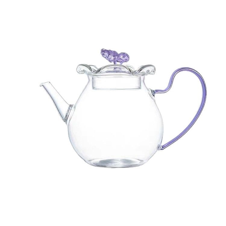 Ceainic din sticlă borosilikată cu filtru, pentru uz casnic, mic ceainic cu formă de fluture și ceașcă Gongdao – set Gongfu ceai