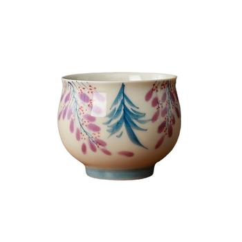 Ceașcă de ceai din ceramică, pictată manual, cu culoare sub glazură, stil vintage, mică capacitate, pentru uz personal