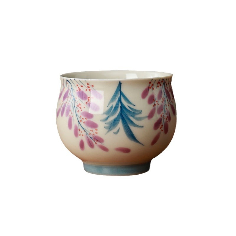 Ceașcă de ceai din ceramică, pictată manual, cu culoare sub glazură, stil vintage, mică capacitate, pentru uz personal