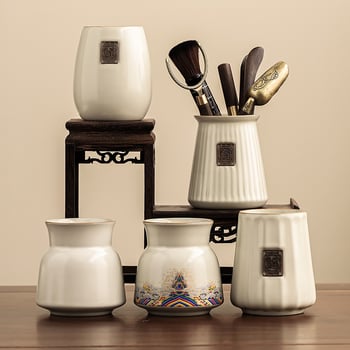 Set Ceremonia Ceaiului Six Gentlemen — Accesorii ceramice pentru ceai: sticlă, clips de ceai, lingură de ceai, cuțit de ceai, stilou pentru îngrijirea ceainicului
