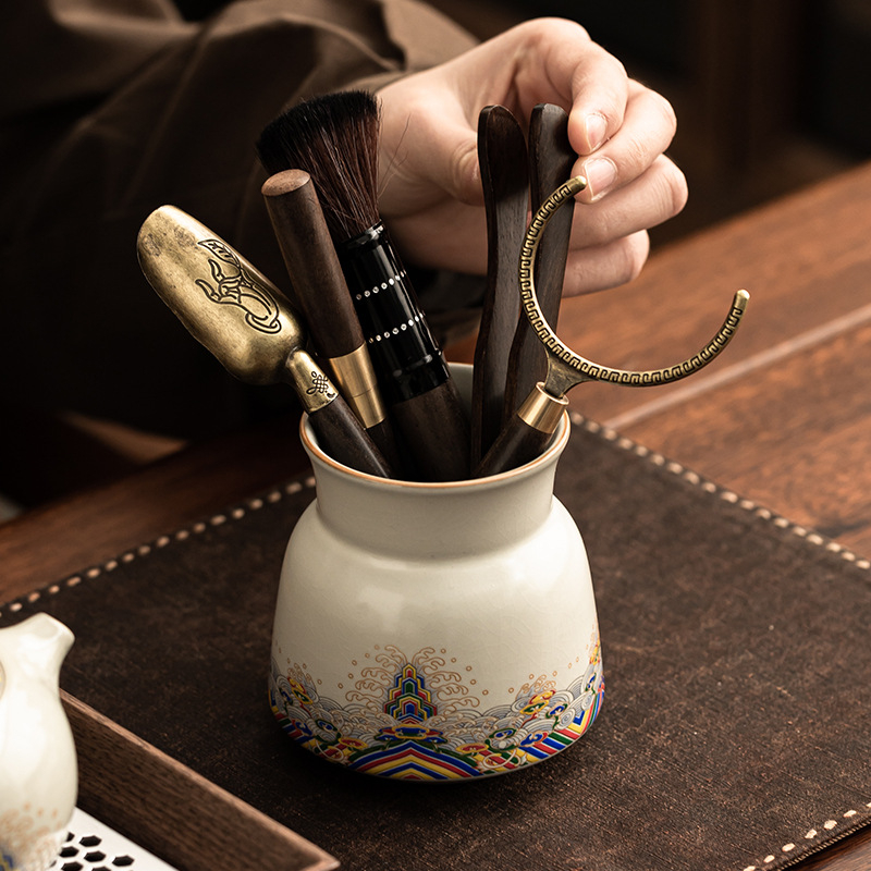 Set Ceremonia Ceaiului Six Gentlemen — Accesorii ceramice pentru ceai: sticlă, clips de ceai, lingură de ceai, cuțit de ceai, stilou pentru îngrijirea ceainicului