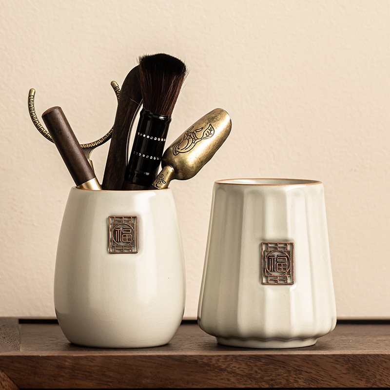 Set Ceremonia Ceaiului Six Gentlemen — Accesorii ceramice pentru ceai: sticlă, clips de ceai, lingură de ceai, cuțit de ceai, stilou pentru îngrijirea ceainicului