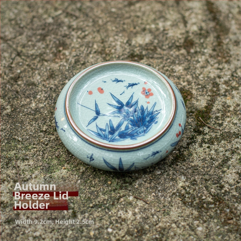 Čínska retro keramická súprava na čaj so krytým tácom na čaj, stojanom na čajník a podšálkami z modro-bielej porcelíny