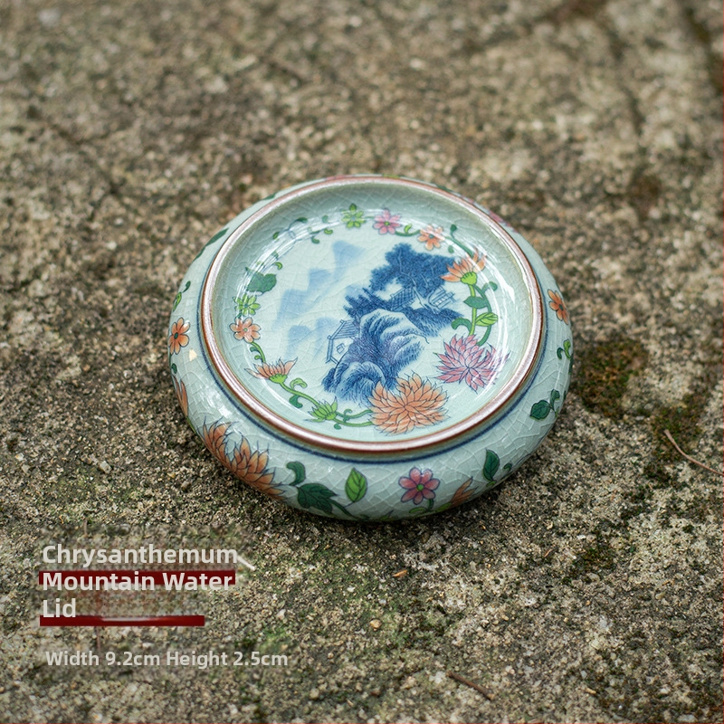 Čínska retro keramická súprava na čaj so krytým tácom na čaj, stojanom na čajník a podšálkami z modro-bielej porcelíny