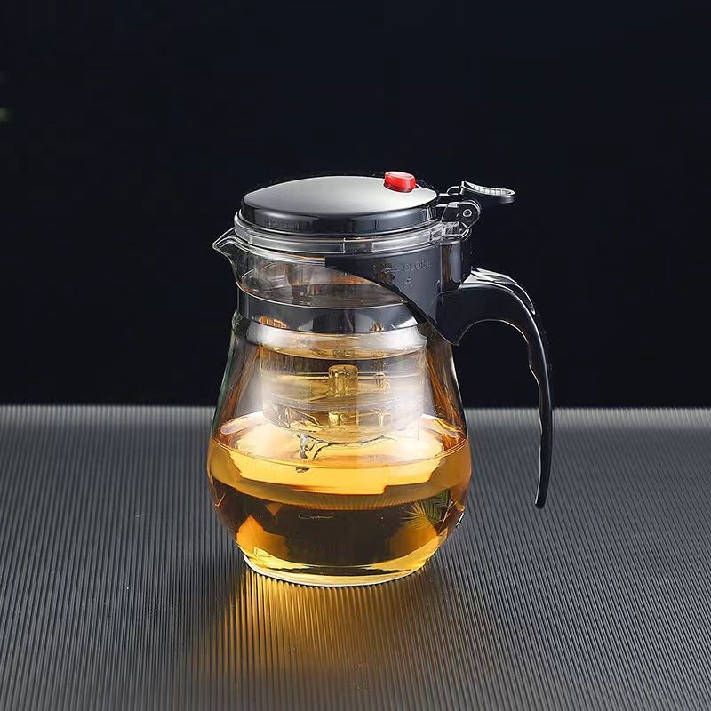 Ceainic din sticlă rezistent la căldură, cu filtru, ceașcă elegantă pentru ceremonia ceaiului, personalizare logo disponibilă, capacitate 350–1800 ml