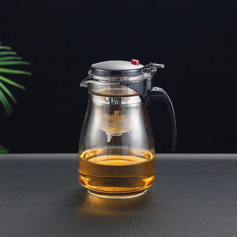 Ceainic din sticlă rezistent la căldură, cu filtru, ceașcă elegantă pentru ceremonia ceaiului, personalizare logo disponibilă, capacitate 350–1800 ml