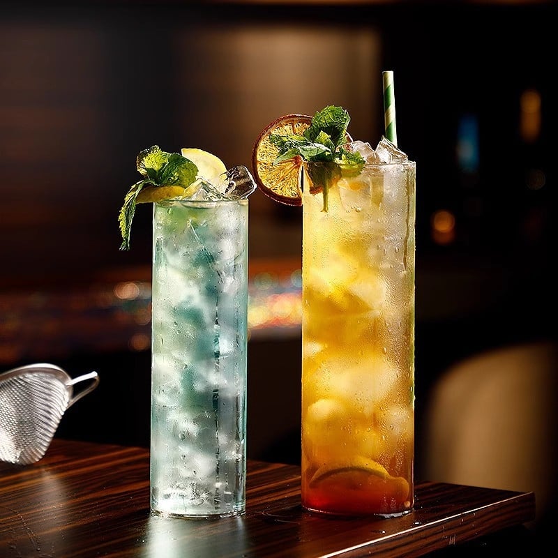 Pahar din sticlă cu pereți drepți, pahar pătrat pentru cocktail, pahar Long Island Iced Tea, pahar Collins subțire în stil japonez, pahar de whiskey