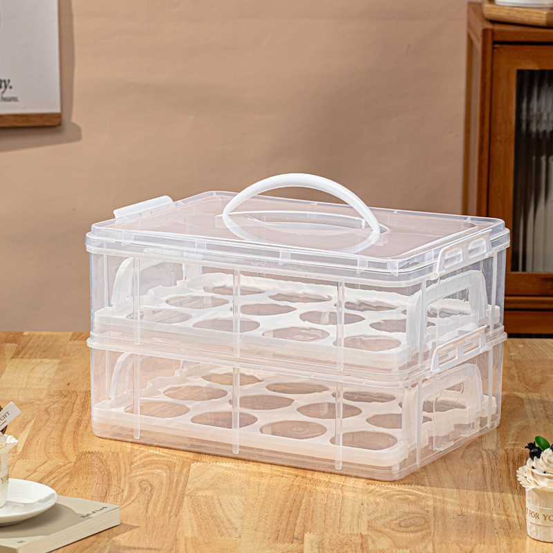 Cutie multifuncțională pentru brioșe, cutie reutilizabilă pentru deserturi cu mâner, cutie portabilă pentru picnic cu 24/36/48 compartimente