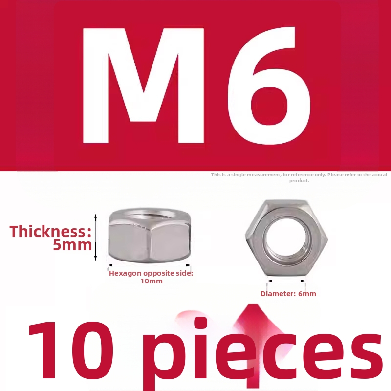Šróby na držadlo woku a matice na rukoväť hrnca, protišmykové skrutky, M4/M5/M6×8 mm, 304 nerezová oceľ