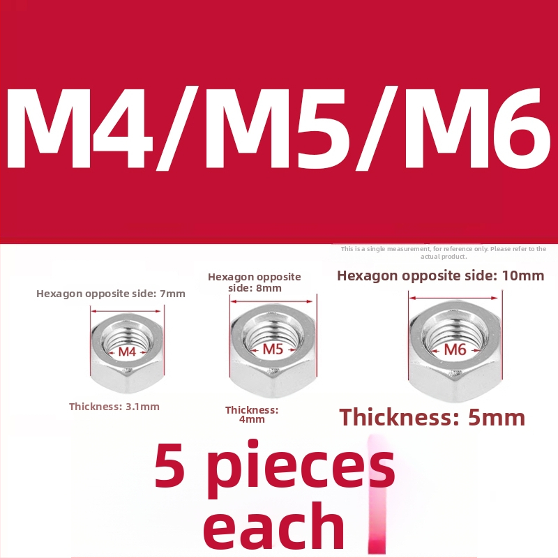 Šróby na držadlo woku a matice na rukoväť hrnca, protišmykové skrutky, M4/M5/M6×8 mm, 304 nerezová oceľ
