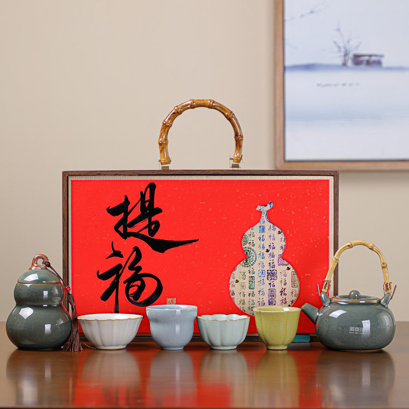 Set de ceai Kung Fu din ceramică, stil modern, cadou pentru aniversări corporative și ocazii de afaceri