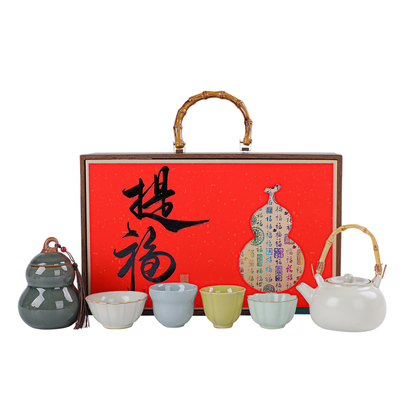 Set de ceai Kung Fu din ceramică, stil modern, cadou pentru aniversări corporative și ocazii de afaceri