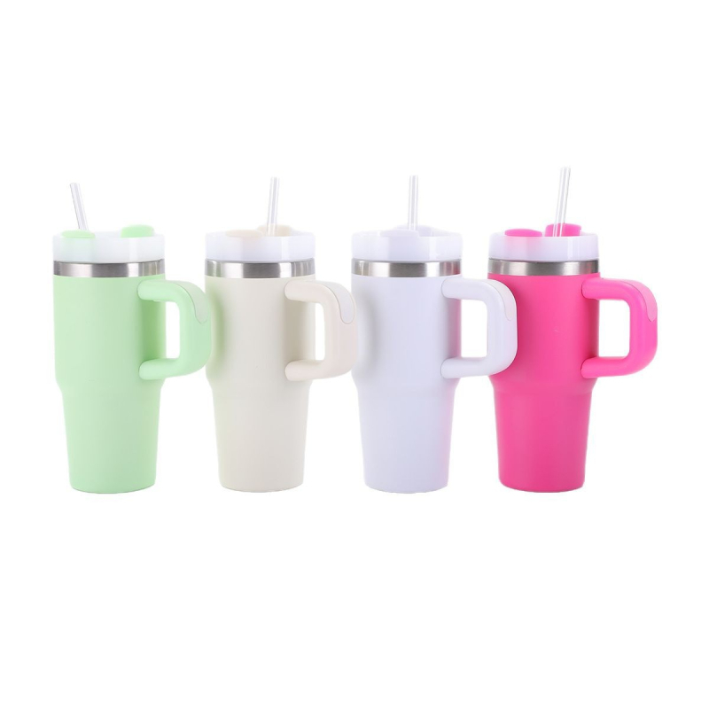 Cană vacuum izotermă din oțel inoxidabil 304, 14oz, cu mâner, pentru exterior și utilizare în mașină