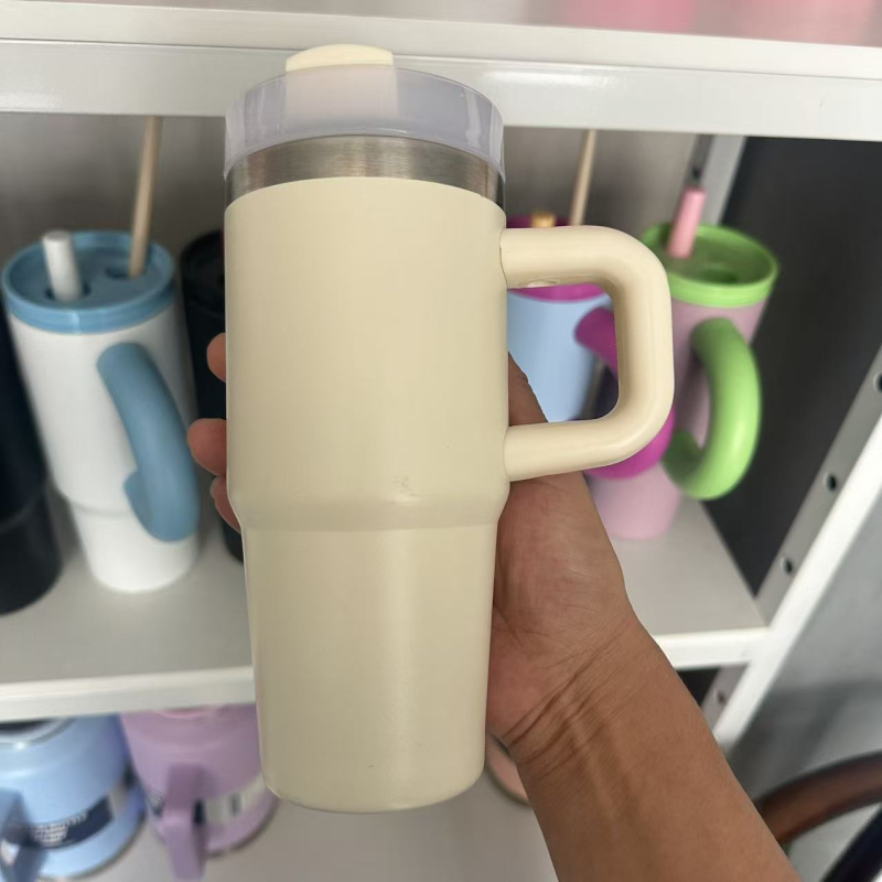 Cană vacuum izotermă din oțel inoxidabil 304, 14oz, cu mâner, pentru exterior și utilizare în mașină