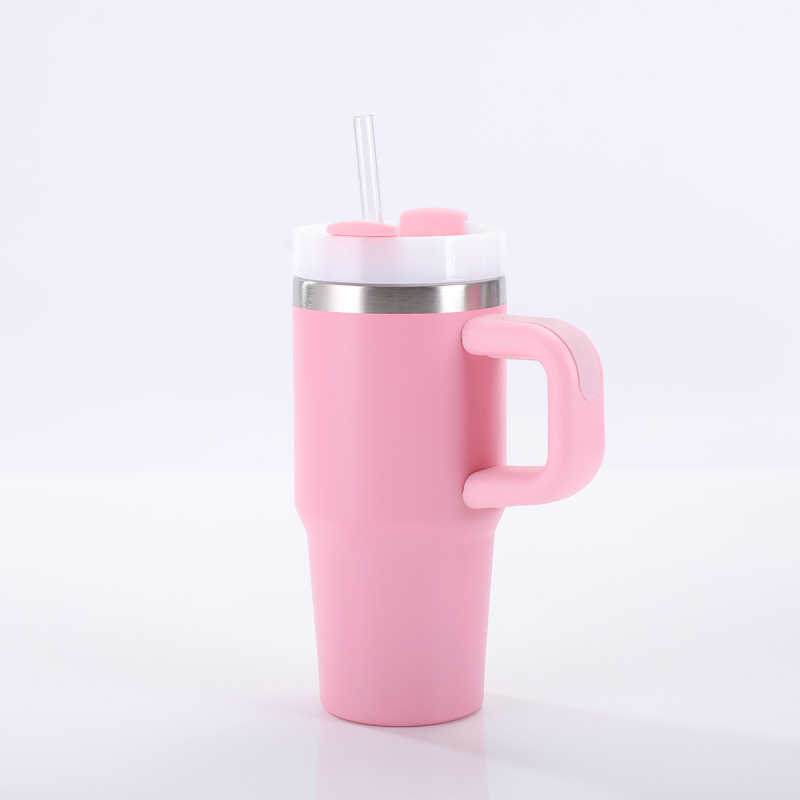 Cană vacuum izotermă din oțel inoxidabil 304, 14oz, cu mâner, pentru exterior și utilizare în mașină
