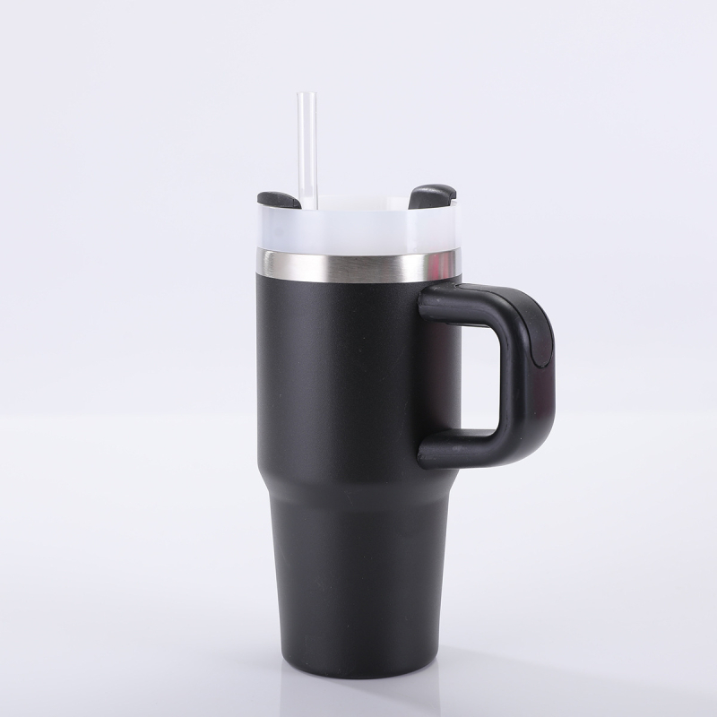Cană vacuum izotermă din oțel inoxidabil 304, 14oz, cu mâner, pentru exterior și utilizare în mașină